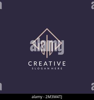 SD initial monogram logo with rectangle style design ideas Stock Vector