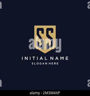 SS monogram initials logo design with shield icon template Stock Vector