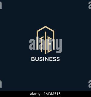 TE initial monogram logo with hexagonal shape style, real estate logo design ideas inspiration vector Stock Vector