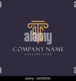 RC monogram initials design for law firm, lawyer, law office with pillar style ideas Stock Vector