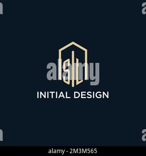 SL initial monogram logo with hexagonal shape style, real estate logo design ideas inspiration vector Stock Vector