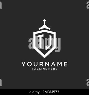 TJ monogram logo initial with shield guard shape design ideas Stock Vector