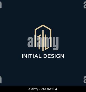 TL initial monogram logo with hexagonal shape style, real estate logo design ideas inspiration vector Stock Vector
