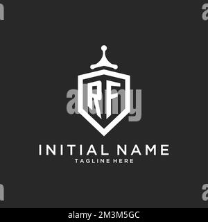 RF monogram logo initial with shield guard shape design ideas Stock Vector