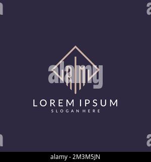 RM initial monogram logo with rectangle style design ideas Stock Vector