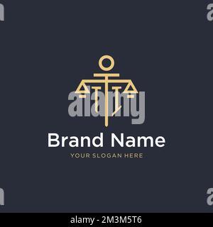TI initial with scale of justice logo design template, luxury law and ...