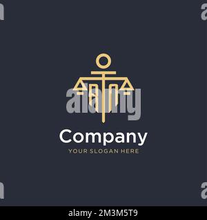 RN initial monogram logo with scale and pillar style design ideas Stock Vector