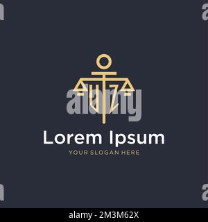 UZ initial monogram logo with scale and pillar style design ideas Stock Vector