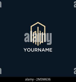 RW initial monogram logo with hexagonal shape style, real estate logo design ideas inspiration vector Stock Vector