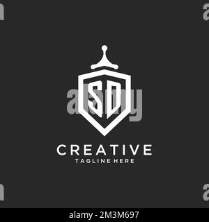 SD monogram logo initial with shield guard shape design ideas Stock Vector