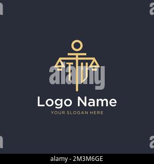 TU initial monogram logo with scale and pillar style design ideas Stock Vector
