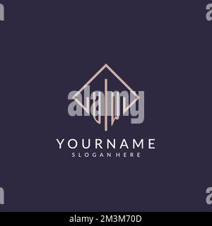 UW initial monogram logo with rectangle style design ideas Stock Vector