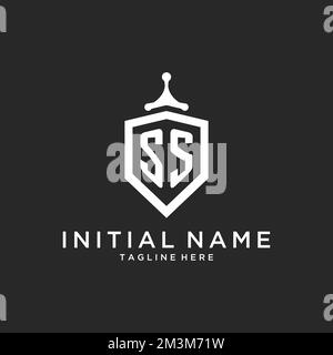 SS monogram logo initial with shield guard shape design ideas Stock Vector