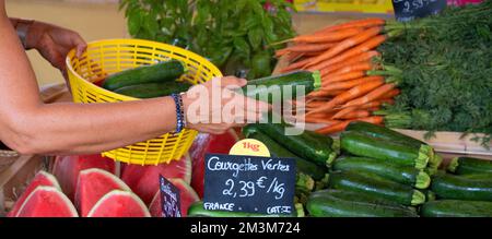 Vegetables stall in the market of Sanary-sur-mer, France Stock Photo