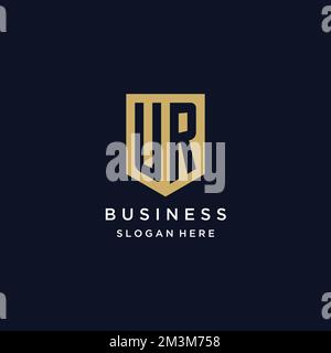 UR monogram initials logo design with shield icon template Stock Vector