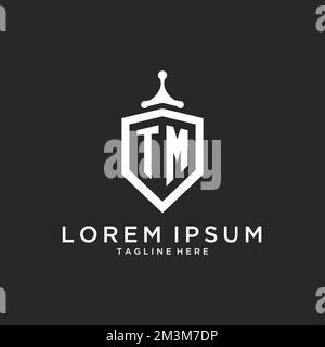 TM monogram logo initial with shield guard shape design ideas Stock Vector