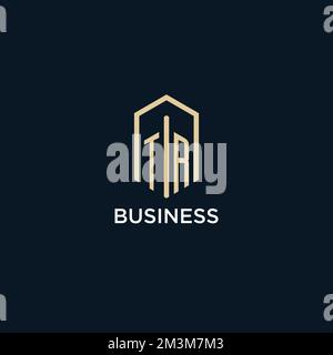 TR initial monogram logo with hexagonal shape style, real estate logo design ideas inspiration vector Stock Vector