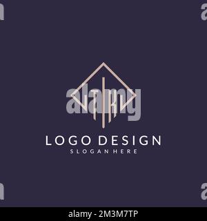 TK initial monogram logo with rectangle style design ideas Stock Vector