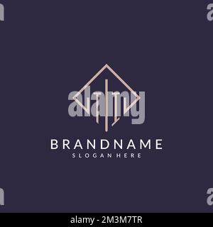 TI initial monogram logo with rectangle style design ideas Stock Vector
