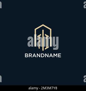TI initial monogram logo with hexagonal shape style, real estate logo design ideas inspiration vector Stock Vector