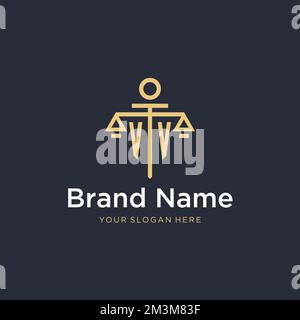 VV initial monogram logo with scale and pillar style design ideas Stock Vector