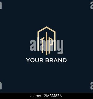 TP initial monogram logo with hexagonal shape style, real estate logo design ideas inspiration vector Stock Vector