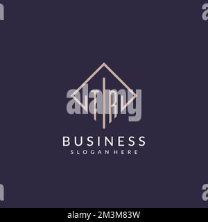 TR initial monogram logo with rectangle style design ideas Stock Vector