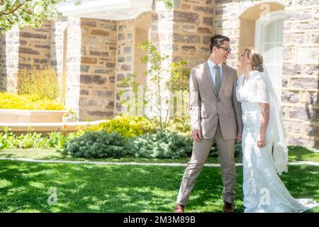 husband and wife getting married Stock Photo