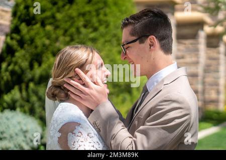 husband and wife getting married Stock Photo