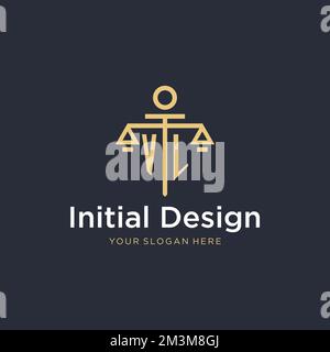 VL initial monogram logo with scale and pillar style design ideas Stock Vector