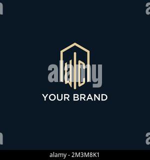 WC initial monogram logo with hexagonal shape style, real estate logo design ideas inspiration vector Stock Vector