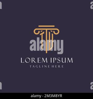 TU monogram initials design for law firm, lawyer, law office with pillar style ideas Stock Vector