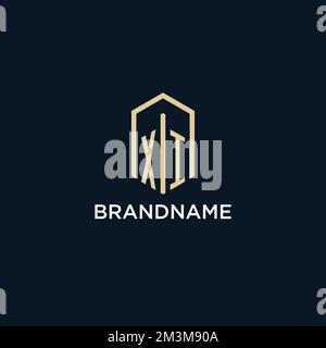 XI initial monogram logo with hexagonal shape style, real estate logo design ideas inspiration vector Stock Vector