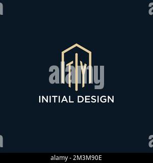 TY initial monogram logo with hexagonal shape style, real estate logo design ideas inspiration vector Stock Vector