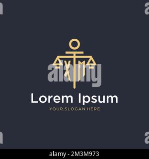 XM initial monogram logo with scale and pillar style design ideas Stock Vector