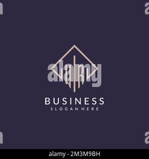 WR initial monogram logo with rectangle style design ideas Stock Vector
