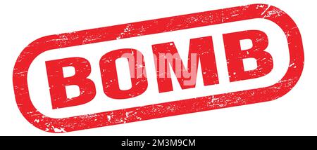 BOMB, text written on red rectangle stamp sign. Stock Photo