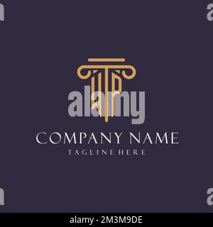 WP monogram initials design for law firm, lawyer, law office with pillar style ideas Stock Vector
