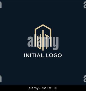 UT initial monogram logo with hexagonal shape style, real estate logo design ideas inspiration vector Stock Vector