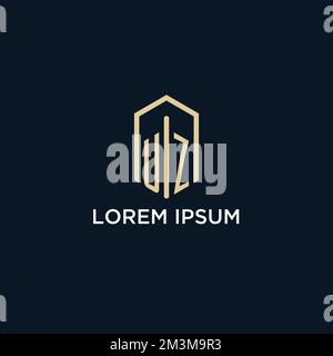 UZ initial monogram logo with hexagonal shape style, real estate logo design ideas inspiration vector Stock Vector