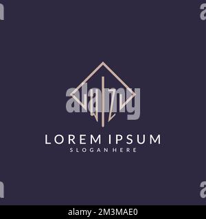 WZ initial monogram logo with rectangle style design ideas Stock Vector