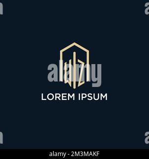 WZ initial monogram logo with hexagonal shape style, real estate logo design ideas inspiration vector Stock Vector