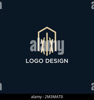 XX initial monogram logo with hexagonal shape style, real estate logo design ideas inspiration vector Stock Vector