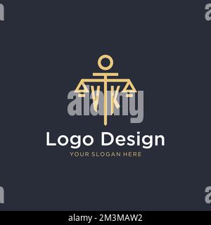 VK initial monogram logo with scale and pillar style design ideas Stock Vector