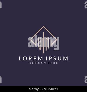 VM initial monogram logo with rectangle style design ideas Stock Vector
