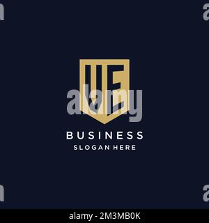 VE monogram initials logo design with shield icon template Stock Vector