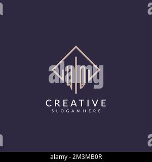 WQ initial monogram logo with rectangle style design ideas Stock Vector