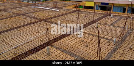 Panel formwork or bekesting at the construction of a residential building Stock Photo