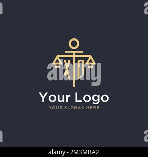 XO initial monogram logo with scale and pillar style design ideas Stock Vector