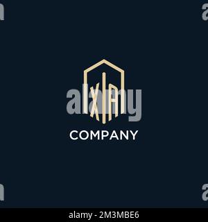 XA initial monogram logo with hexagonal shape style, real estate logo design ideas inspiration vector Stock Vector